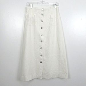 Vintage White Linen Button Front Skirt